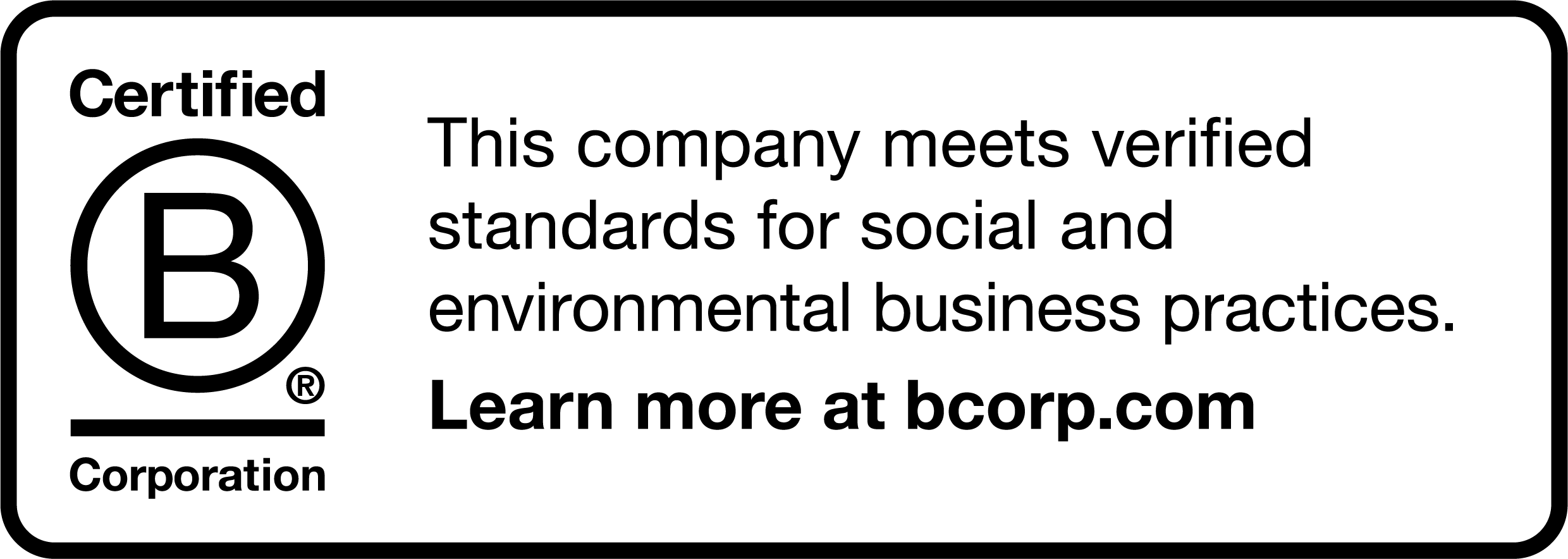 Certified B Corporation Logo with full tagline